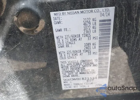 2014 Nissan Rogue Sl from USA, damaged, VIN 5N1AT2MV0EC821534